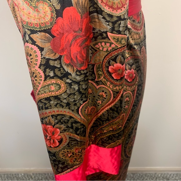 Victoria Secret VTG Gold 90s 100% Silk Paisley Rose Printed Belted Robe Kimono - Picture 8 of 16